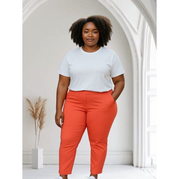 Zac & Rachel Size 10 Summer Dress Pants Strech Womens Orange Elastic Waistband - Picture 1 of 10